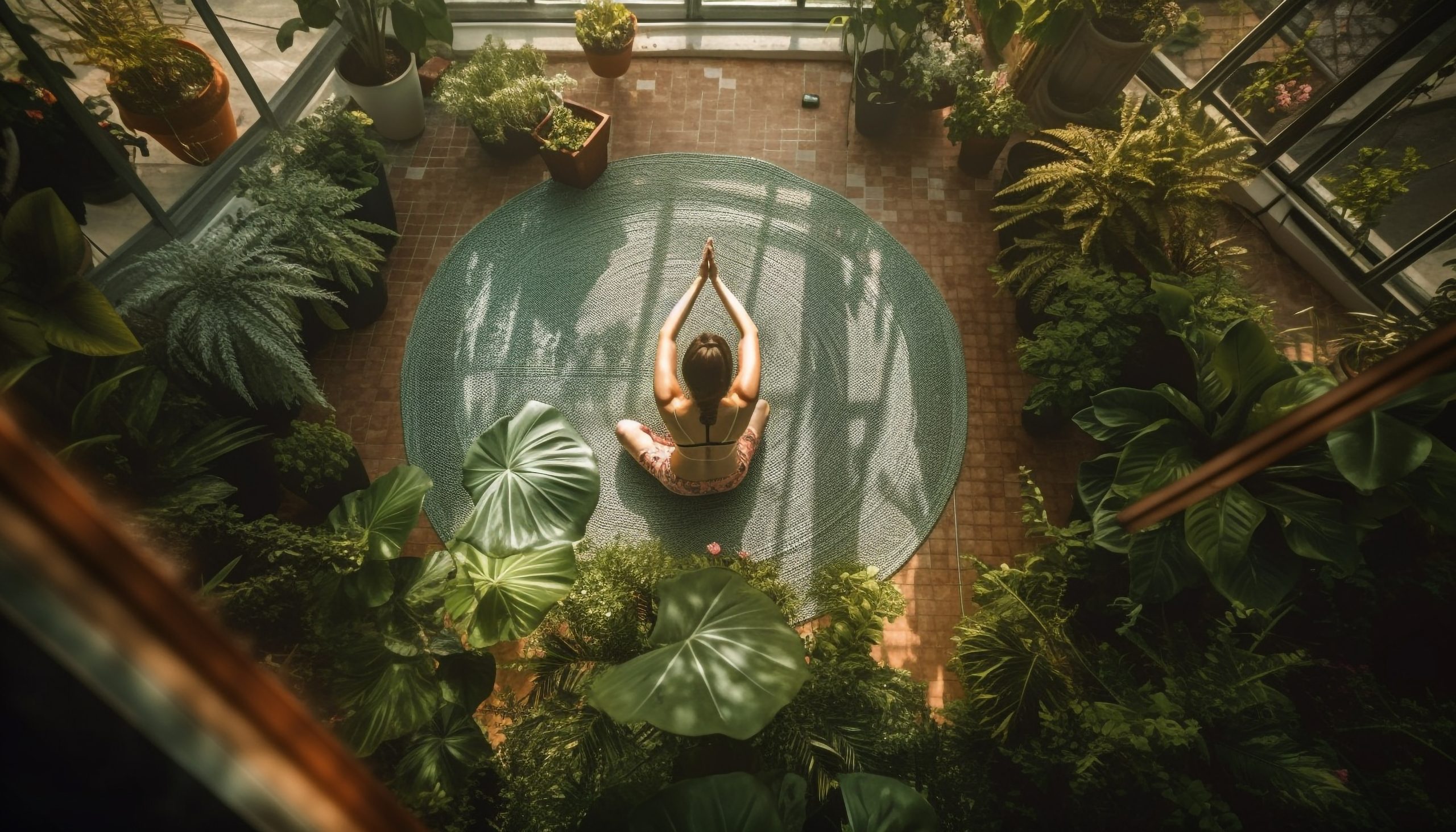 women meditating lotus position tropical paradise generated by ai scaled